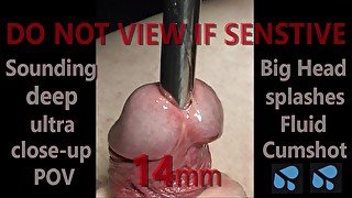 DO NOT VIEW IF SENSITIVE! Torment 14mm Sounding Uncut Big Head Ultra Closeup Cumshot POV Live audio