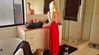 My MILF wife Alexis naked mini movie no.4 removing red lingerie in bathroom