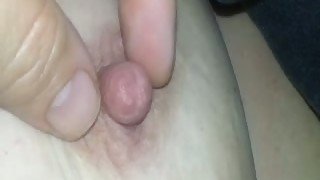 I play with my wife's big nipple in homemade video