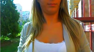 Euro legal age teenager masturbates her cookie in park - public candid