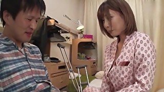 Clothed sex with Japanese Rui Hasegawa giving a blowjob - HD