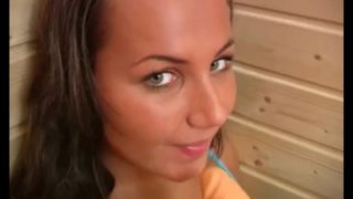 Teen Marylin toy pussy in sauna