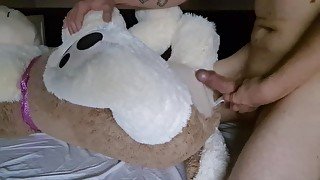 Humping and Fucking Face Teddy with COCK Slap