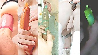 Fucking my ass with dildo / cum in condom