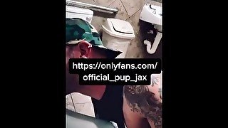 drinking piss from public restroom urinal on all fours ass up