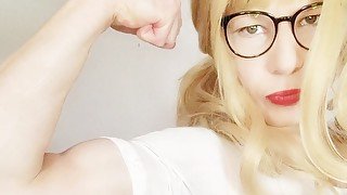 Girl flexing muscles