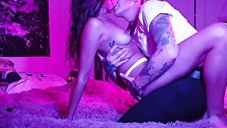 Tattooed Lesbian Stud Fucks Petite Babe in Amateur POV Sex Tape