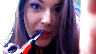 The smoke fetish queen Alexxxya smoking pipe