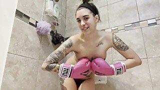 Hairy Boxing Girl Pees and Spreads