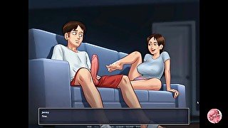 Summertime saga #25 - My stepsister make me footjob and I cum - Gameplay