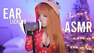 ASMR EAR LICKING 3DIO *mouth sounds, kissing sounds, ear eating, sex moaning, intimate*  Asmr Amy B