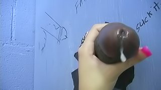 Red Hot Julia Bond Strokes Black Cock in a Gloryhole