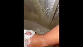 Washing my dick after work, turns into hand job.