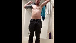 Voyeur Shower Cam - Watch a Young Blonde Twink Taking a Shower - Public Bathroom