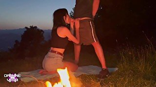 Daphne Vega - Passionate Blowjob and Fuck with Panoramic View Near The Bonfire (part 1/2)