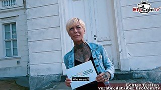 Skinny german tattoo milf at public flirt date fuck story