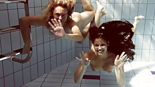 Exquisite couple of Russian hot teens underwater naked