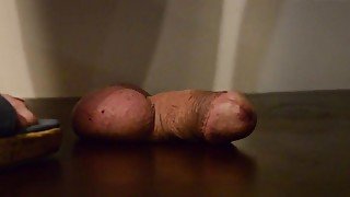 Close up ball and cock stomping