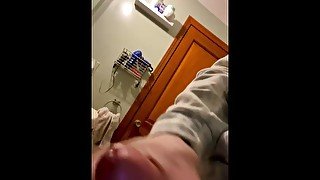 Young guy strokes himself for a huge load