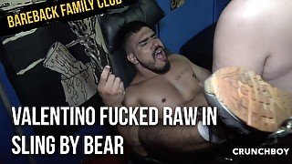 Valentino fucked raw in sling by bear