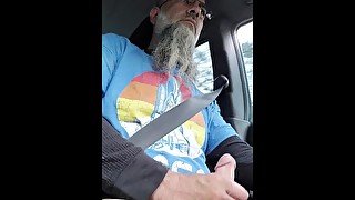 Stroking my cock while driving