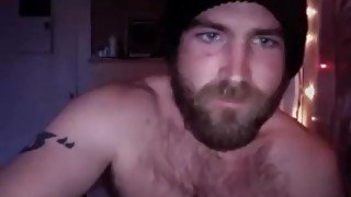 Handsome bearded hairy str8 hipster jerk and cum on cam