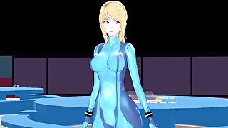 Samus Aran is fucked in the spaceship from Among us Metroid Anime Hentai 3D