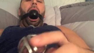 Horny, Ballgagged, Locked in Chastity