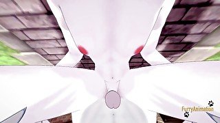 Digimon Pokemon Furry Yaoi - POV Cinderace x Gatomon blowjob and fucked