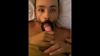 Me sucking my bf big curved white cock