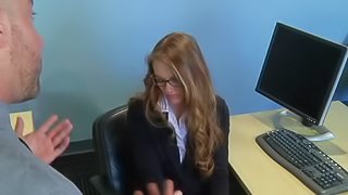 Slutty secretary screws her boss