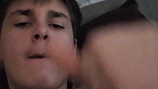 Cute boy shows ass and cums on himself