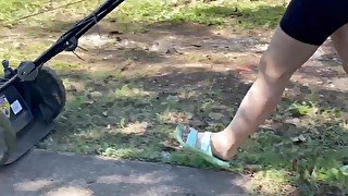 Lawnmower asmr sexy legs