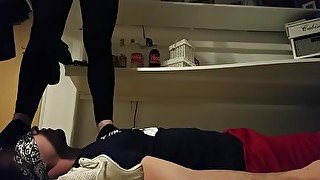 Homemade femdom trampling and facesitting.