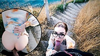 Sucking cock with a view of the sea - Blow jobs and sex outdoors