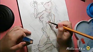 Drawing hentai girl