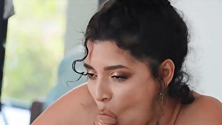 Curvy Latina uses cock of her BF's roommate
