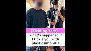 what's happened if I tickle you with plastic umbrella♡ #shorts