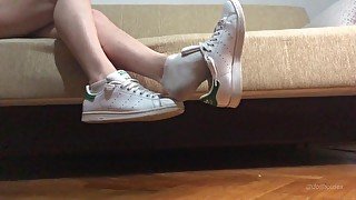 Stan Smith Adidas Sneakers And Short Shorts Candid Feet Preview