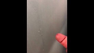 Huge cum load on public shower wall - JoeJamesX