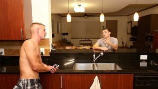 Quick kitchen ass fuck with Brett Bradley and Trevor Spade