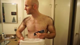 Hairy man shaves his entire chest and back!