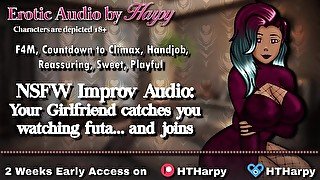 Your gentle dom girlfriend catches watching futa... and joins in (roleplay audio for men by HTHarpy)