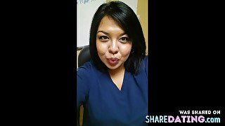 Chubby asian milf from work loves sucking cock