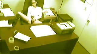 Sexy office girl masturbates on security cam