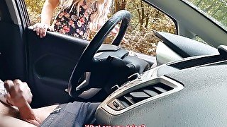 Public dick flash! caught me jerking off in the car in a public park and help me out.