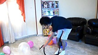 Crushing balloons with the shoes