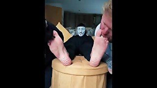 Two guys sniff my socks and worship my sweaty feet