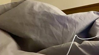 Under the covers masturbating while friend in same room. Hot cumming straight guy wanking, cumshot