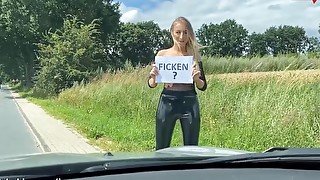 Blonde hitchhikes for sex and gets fucked by a stranger